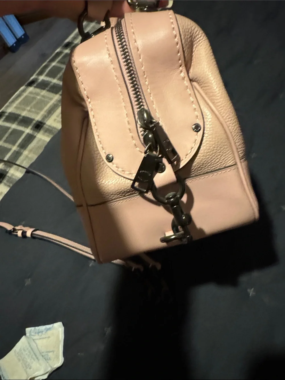 Coach Blush Pink Pebbled Leather Satchel with Detachable Strap